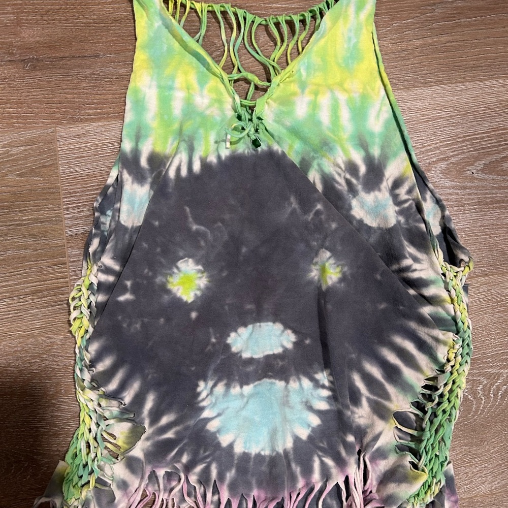 Colorful Tie-Dye Fringe Tank